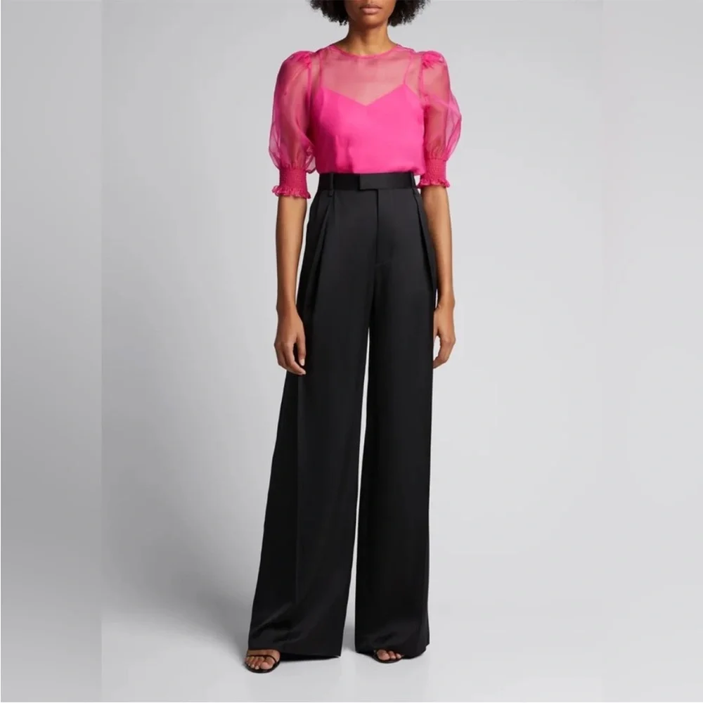 Cinq a Sept Katerina Silk Organza Top 100% Pink Sheer Size XS - Picture 2 of 11